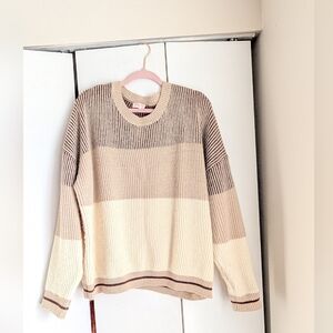 Women's L Hailey & Co. Beige, Brown and Cream Sweater